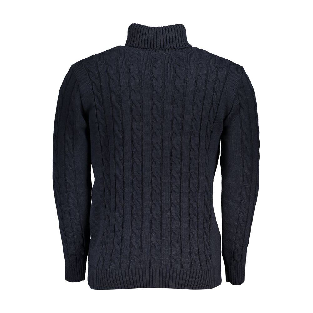 U.S. Grand Polo | Elegant Turtleneck Twisted Sweater in Blue| McRichard Designer Brands   