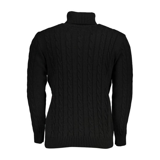 U.S. Grand Polo | Elegant Black Turtleneck Twisted Sweater| McRichard Designer Brands   