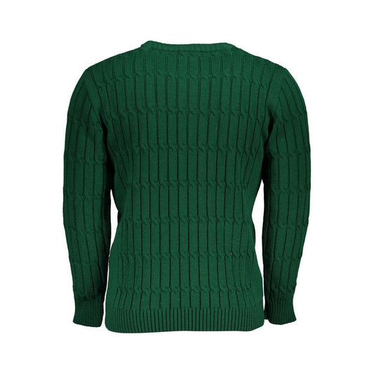 U.S. Grand Polo | Elegant Crew Neck Twisted Green Sweater| McRichard Designer Brands   