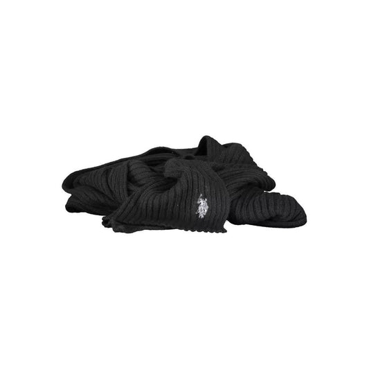 U.S. POLO ASSN. Elegant Black Wool-Cashmere Blend Scarf elegant-black-wool-cashmere-blend-scarf