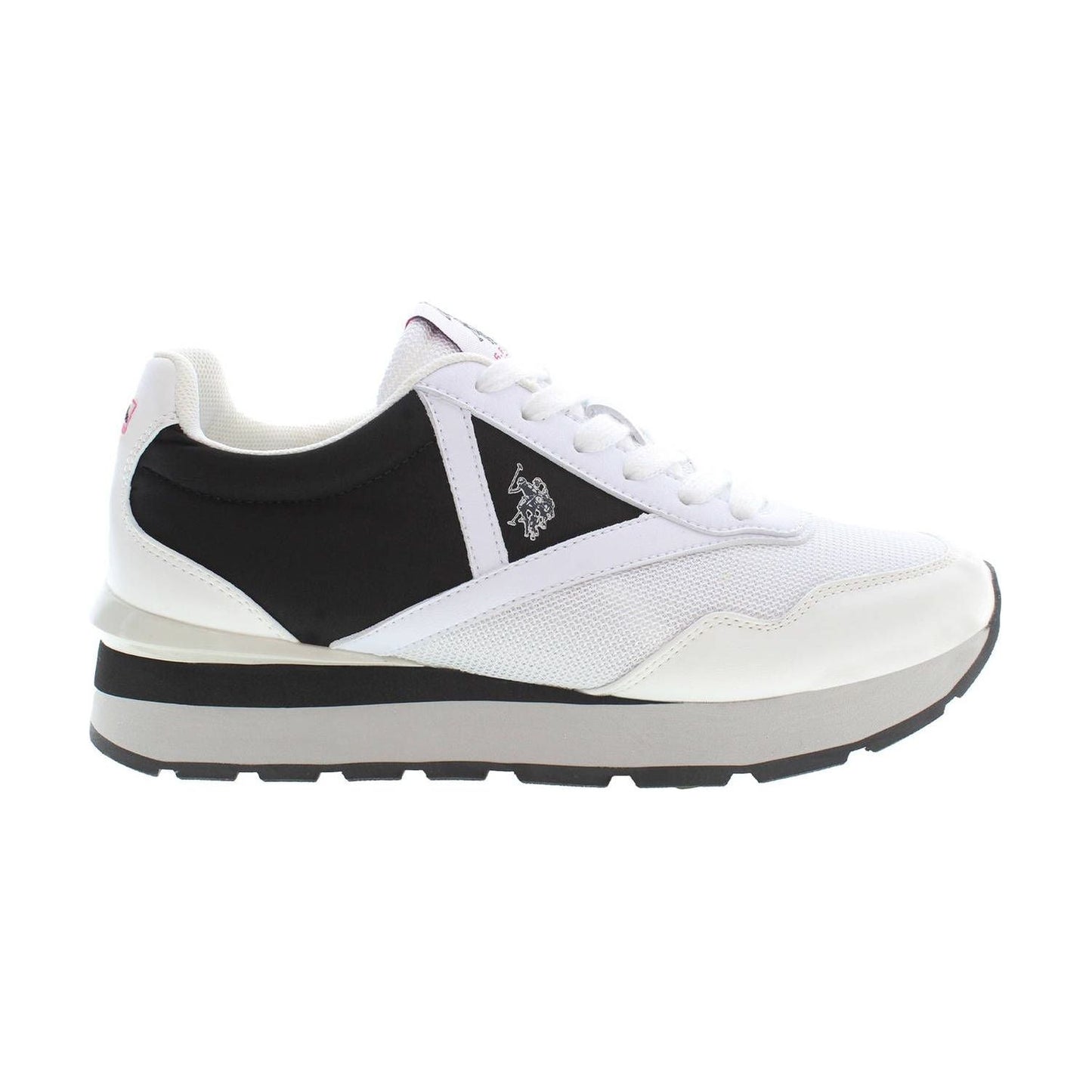 U.S. POLO ASSN. Elegant White Lace-Up Sneakers with Logo Accent elegant-white-lace-up-sneakers-with-logo-accent