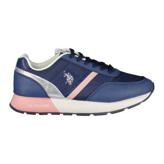 Chic Blue Lace-Up Sneakers with Logo Accent