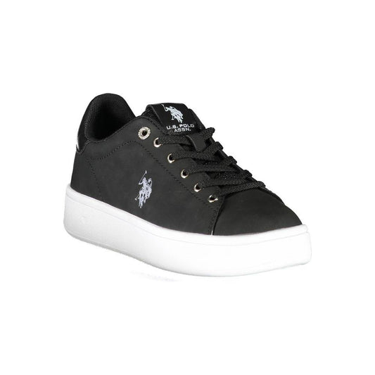 Chic Black Laced Sports Sneakers with Logo Detail
