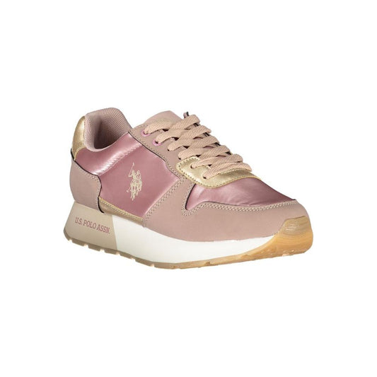 U.S. POLO ASSN. Chic Pink Laced Sports Sneakers with Contrast Details chic-pink-laced-sports-sneakers-with-contrast-details