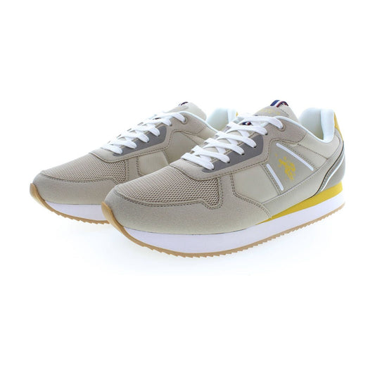 Classic Beige Lace-Up Sneakers with Logo Detail