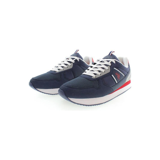 Sleek Blue Sports Sneakers with Contrasting Accents