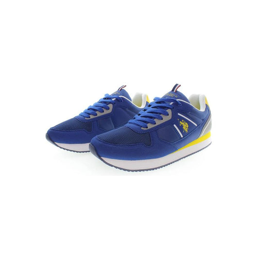 Sleek Blue Lace-Up Sports Sneakers