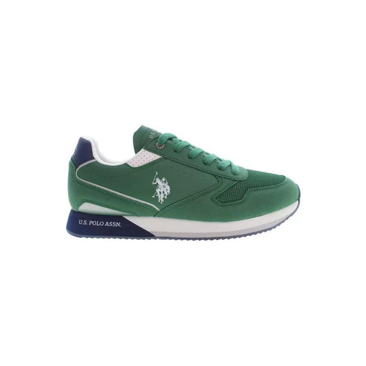 Emerald Green Lace-Up Sports Sneakers