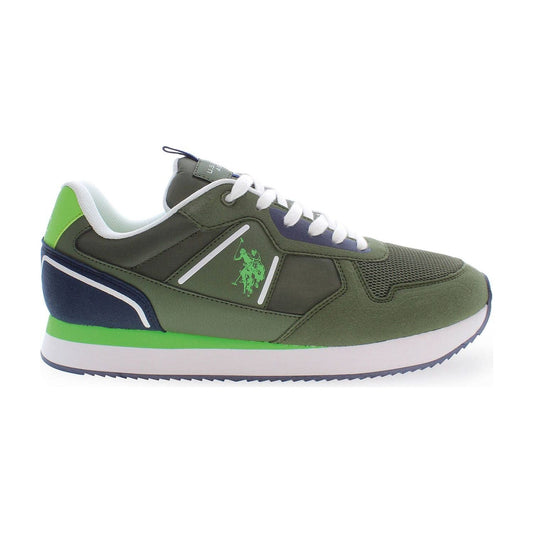 Sleek Green Sneakers with Iconic Logo Detailing