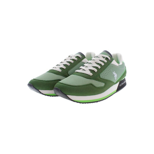 Sleek Green Sneakers with Iconic Logo Accents