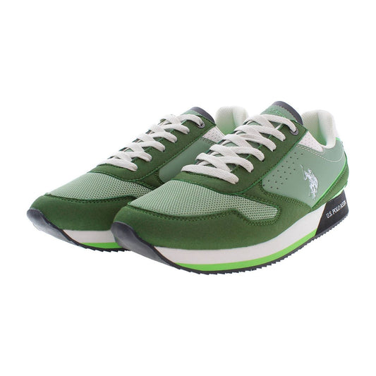 Sleek Green Sneakers with Iconic Logo Accents