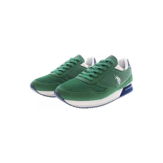 Emerald Green Lace-Up Sports Sneakers