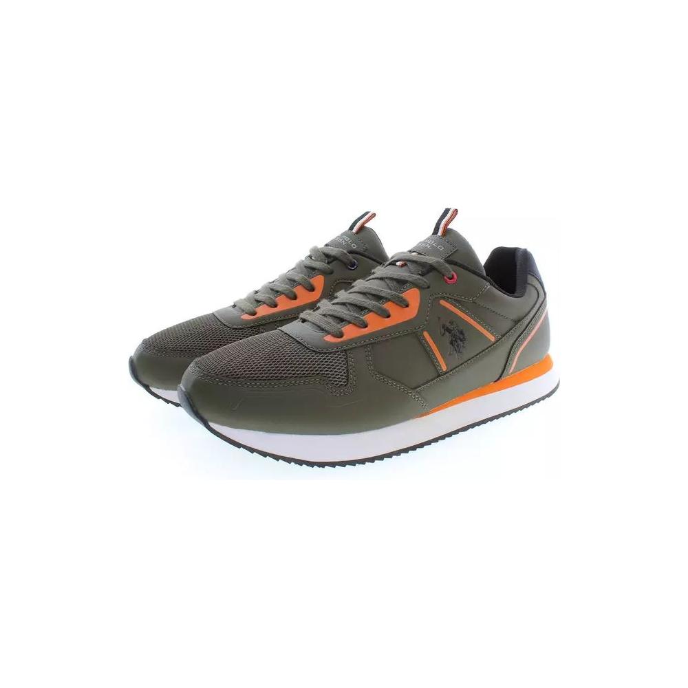 U.S. POLO ASSN. | Green Lace-Up Sneakers with Contrasting Details| McRichard Designer Brands   