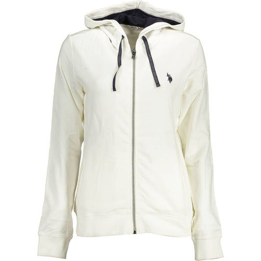 U.S. POLO ASSN. | Chic White Hooded Zip Sweatshirt with Logo Detail| McRichard Designer Brands   