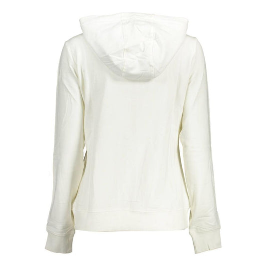 Chic White Hooded Zip Sweatshirt with Logo Detail