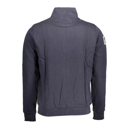 U.S. POLO ASSN. | Chic Blue Cotton Zip Sweater with Logo Embroidery| McRichard Designer Brands   