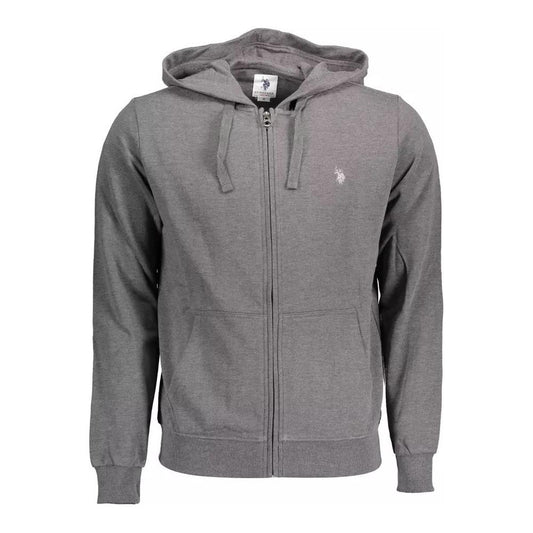 Chic Gray Embroidered Zip Hoodie