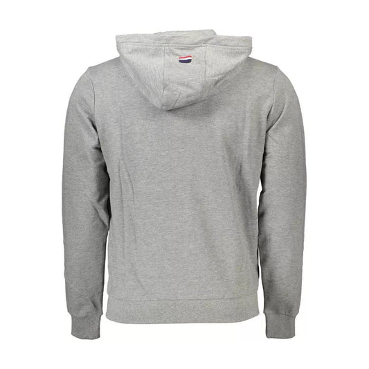 U.S. POLO ASSN. | Elegant Gray Cotton Hooded Zip Sweater| McRichard Designer Brands   