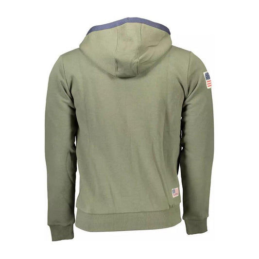 U.S. POLO ASSN. | Chic Green Hooded Zip Sweatshirt with Embroidery| McRichard Designer Brands   