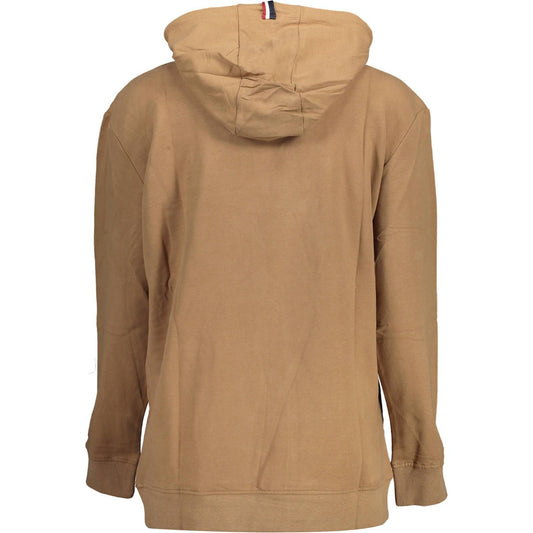 Chic Brown Embroidered Hoodie with Pockets