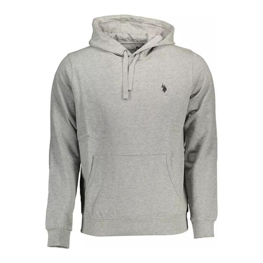 Chic Gray Hooded Sweatshirt with Embroidered Logo