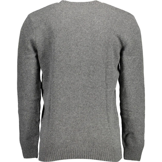 U.S. POLO ASSN. | Elegant Gray Wool Blend Sweater with Logo Embroidery| McRichard Designer Brands   