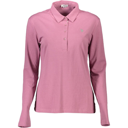 Chic Long-Sleeved Pink Polo for Women