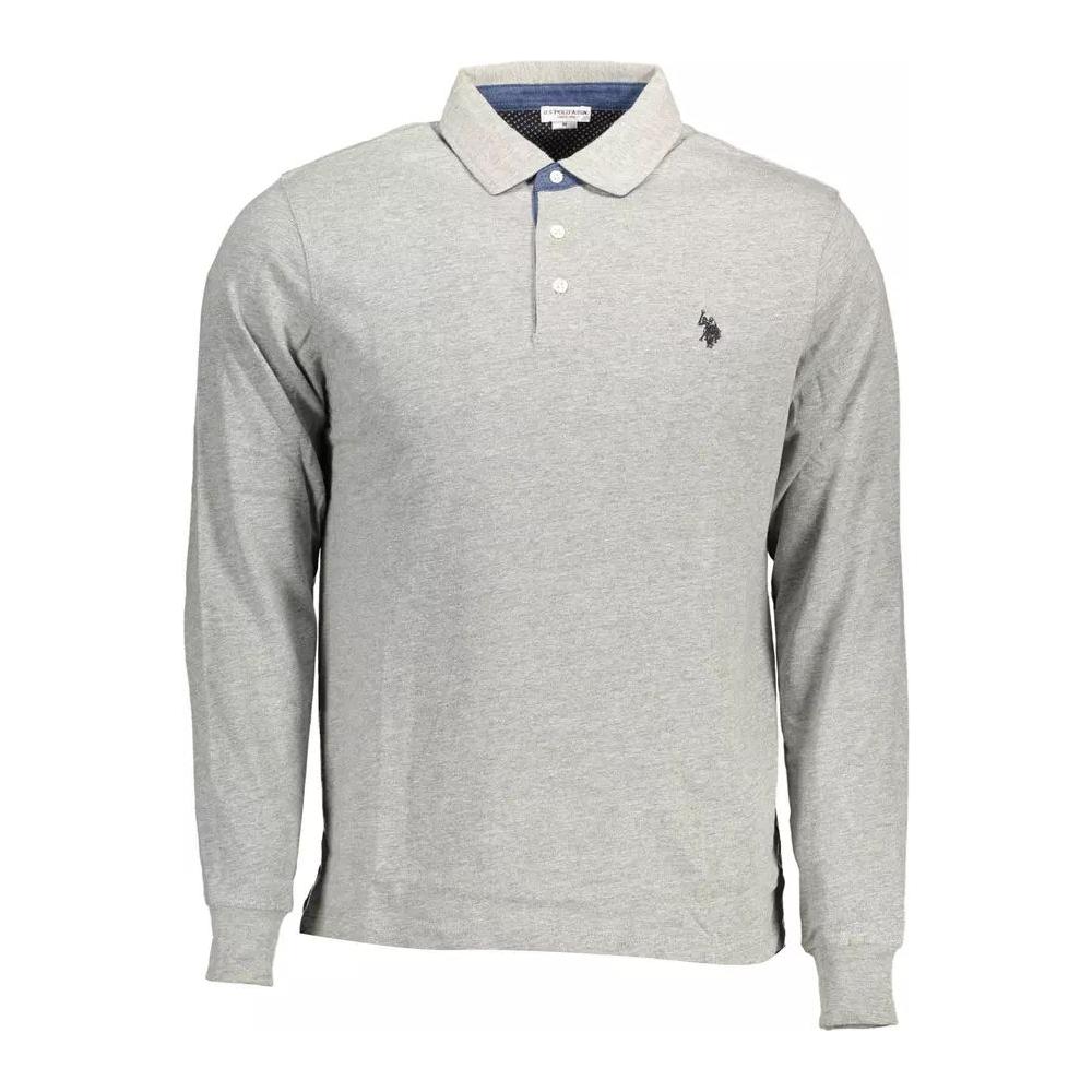 U.S. POLO ASSN. Chic Gray Long-Sleeve Polo with Elbow Patches chic-gray-long-sleeve-polo-with-elbow-patches