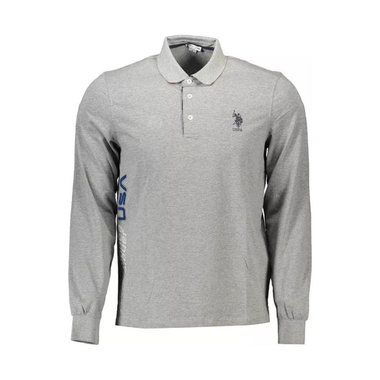 U.S. POLO ASSN. Chic Gray Long-Sleeved Polo with Contrasting Accents chic-gray-long-sleeved-polo-with-contrasting-accents
