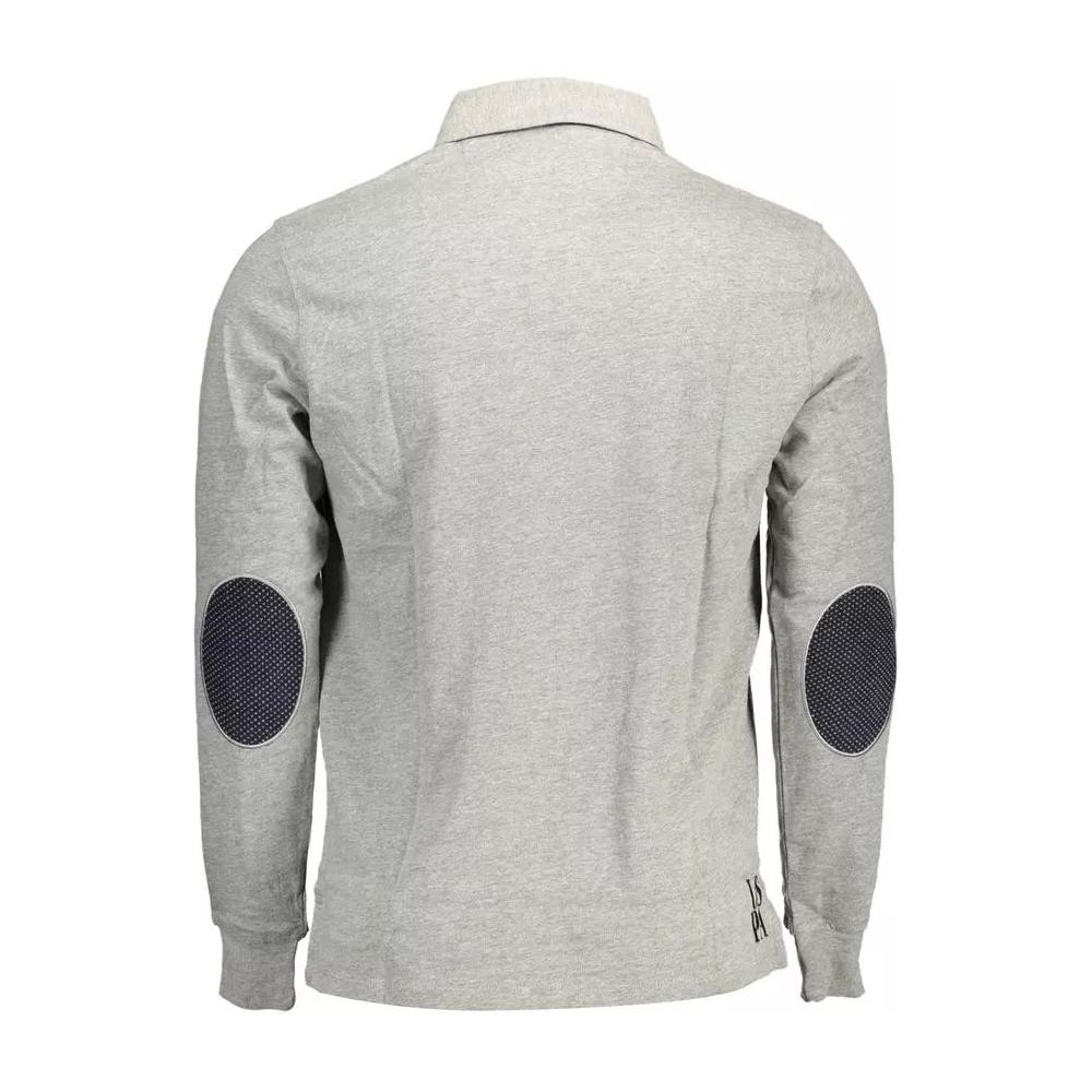 U.S. POLO ASSN. Chic Gray Long-Sleeve Polo with Elbow Patches chic-gray-long-sleeve-polo-with-elbow-patches