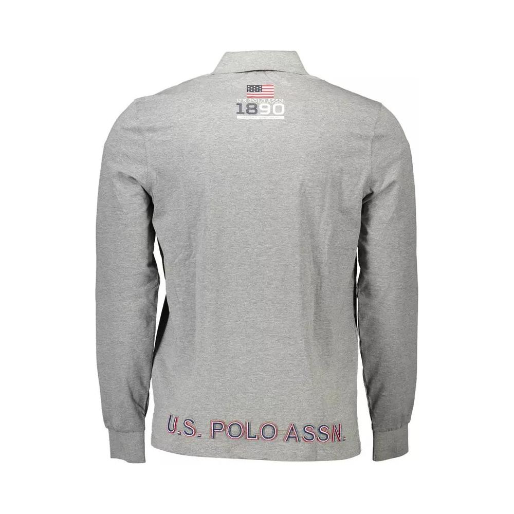 U.S. POLO ASSN. Chic Gray Long-Sleeved Polo with Contrasting Accents chic-gray-long-sleeved-polo-with-contrasting-accents