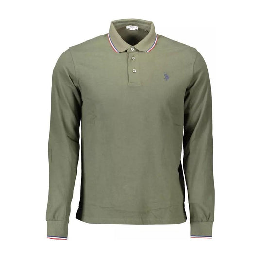 Chic Green Cotton Polo with Contrasting Details
