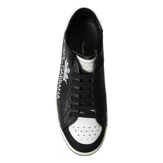 Black Leather Crown Milano Men Sneakers Shoes