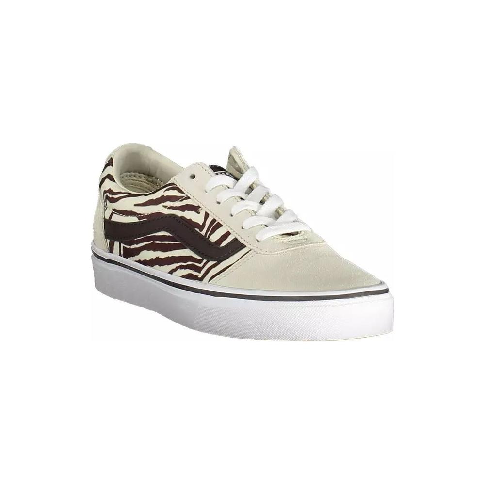 Beige Lace-Up Sneaker with Contrasting Detail