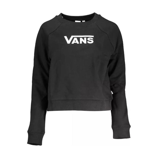 Vans Sleek Black Cotton Sweatshirt with Logo Print sleek-black-cotton-sweatshirt-with-logo-print