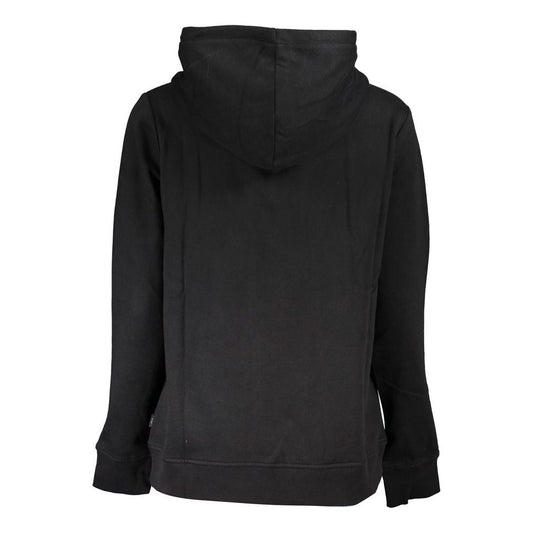 Sleek Black Hooded Fleece Sweatshirt with Logo
