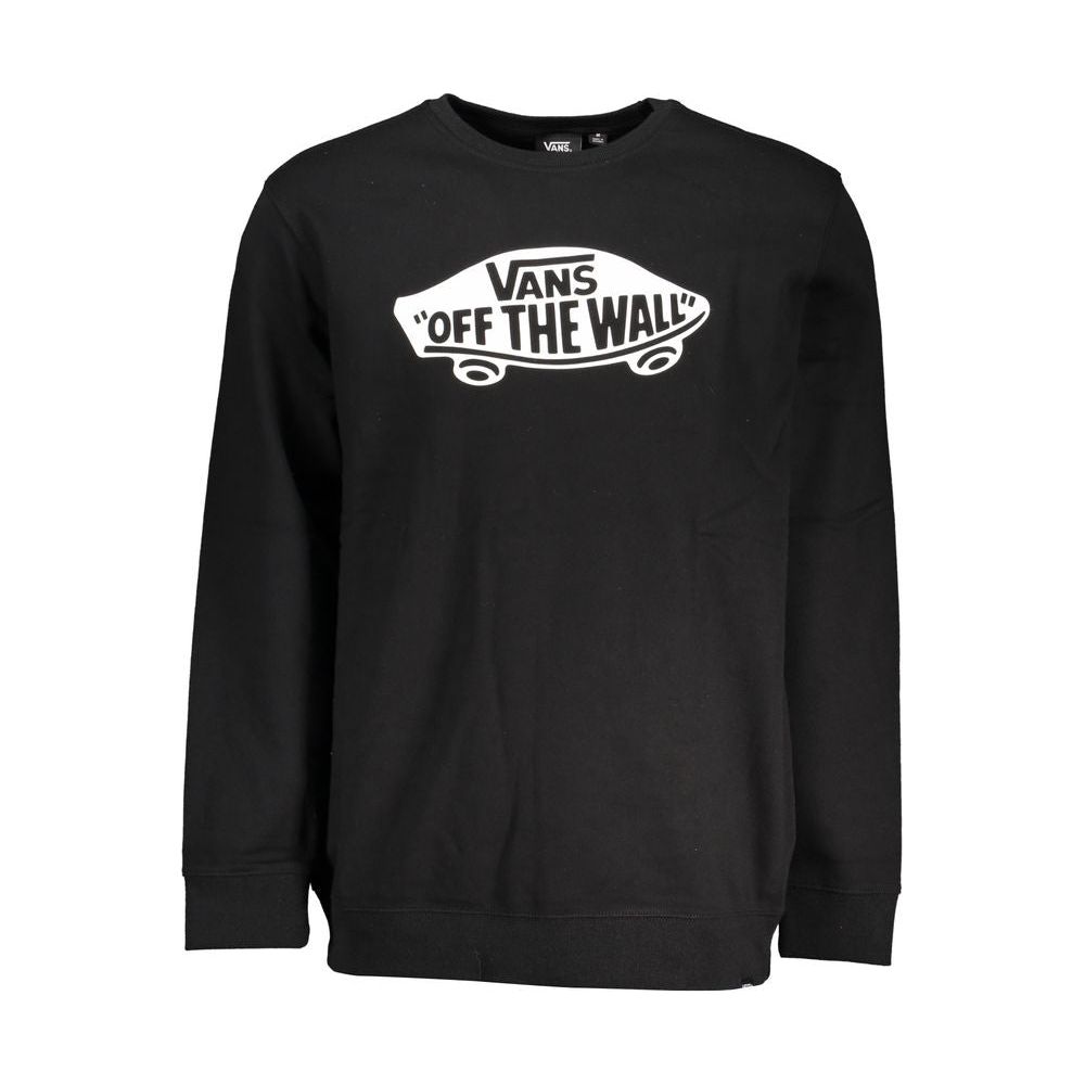 Sleek Black Cotton Sweatshirt with Logo Print