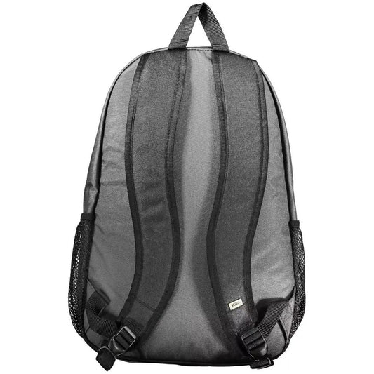 Versatile Gray Urban Backpack with Logo Detail