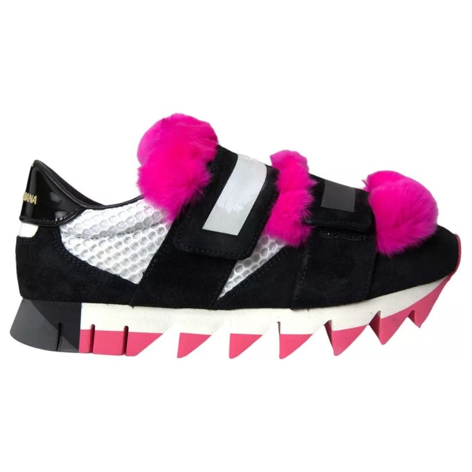 Black Pink Neoprene Stretch Shark Sneakers Shoes