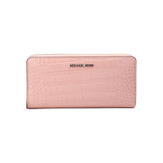 Michael Kors | Jet Set Large Pink Animal Print Leather Continental Wrist Wallet| McRichard Designer Brands   