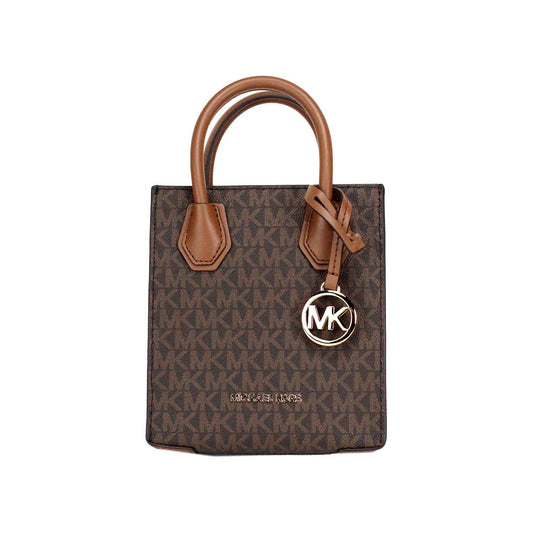 Michael Kors | Mercer XS Brown Signature PVC North South Shopper Crossbody Bag| McRichard Designer Brands   