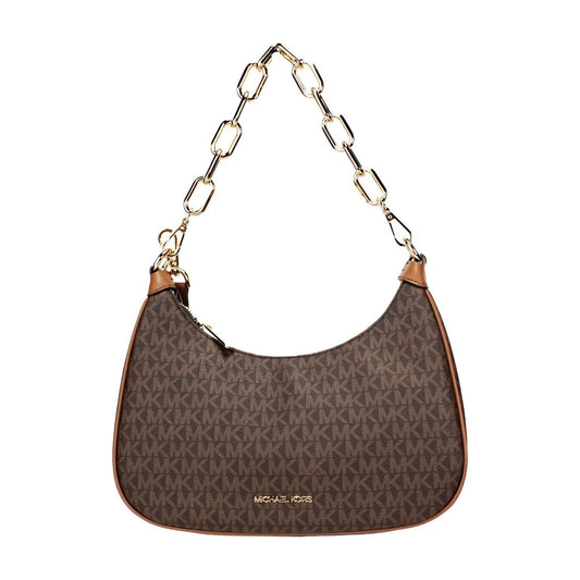 Michael Kors | Cora Large Brown PVC Zip Pouchette Chain Shoulder Crossbody Bag| McRichard Designer Brands   