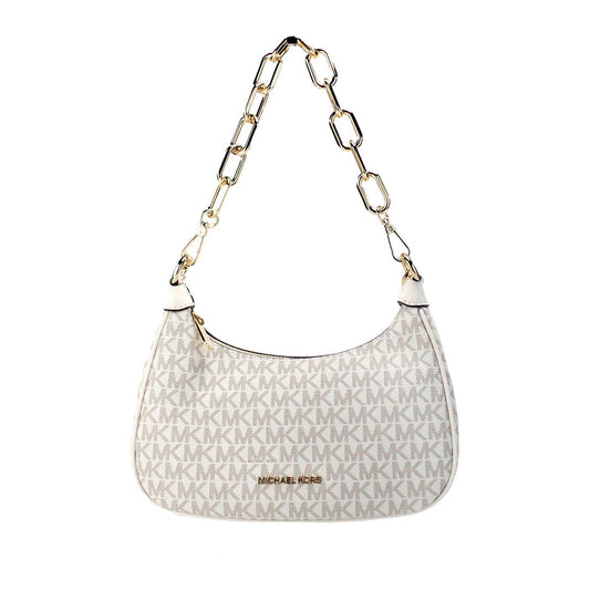 Michael Kors | Cora Medium Light Cream Signature PVC Zip Pouchette Crossbody Bag| McRichard Designer Brands   
