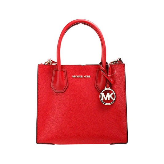 Michael Kors | Mercer Medium Bright Red Pebble Leather Messenger Crossbody Bag| McRichard Designer Brands   