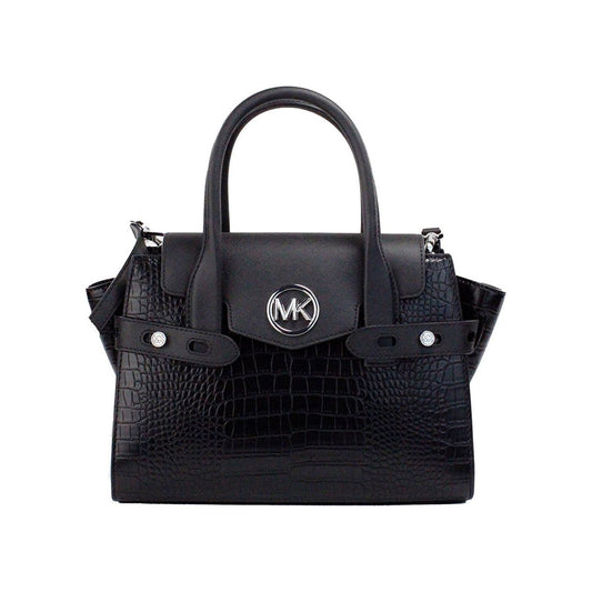 Michael Kors Carmen Medium Black Embossed Leather Satchel Purse Bag carmen-medium-black-embossed-leather-satchel-purse-bag