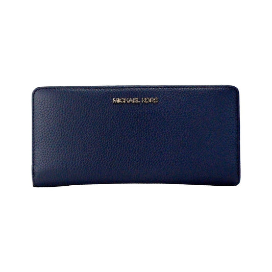 Michael Kors | Jet Set Travel Large Navy Pebbled Leather Continental Wrist Wallet| McRichard Designer Brands   
