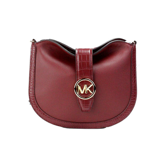 Michael Kors | Gabby Small Dark Cherry Leather Foldover Hobo Crossbody Bag| McRichard Designer Brands   