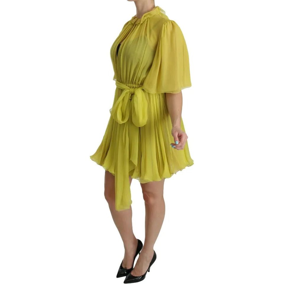 Yellow Shift A-line Silk Gown Dress