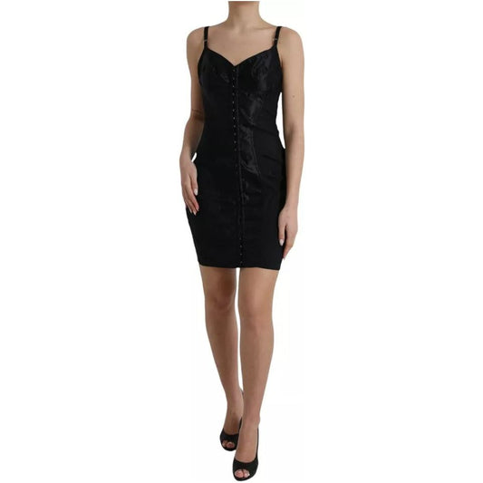 Dolce & Gabbana Black Nylon Bodycon Corset Bustier Mini Dress black-nylon-bodycon-corset-bustier-mini-dress