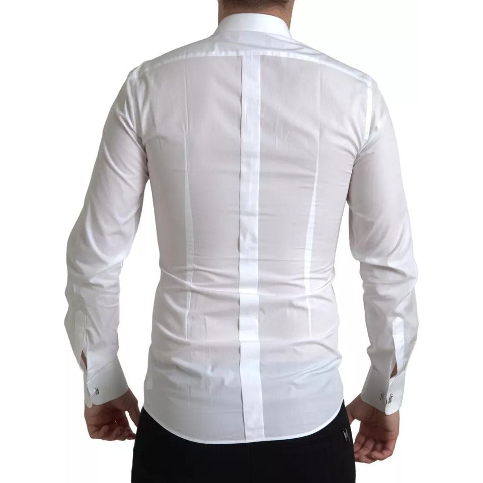 White Bib Cotton Poplin Men Formal GOLD Shirt